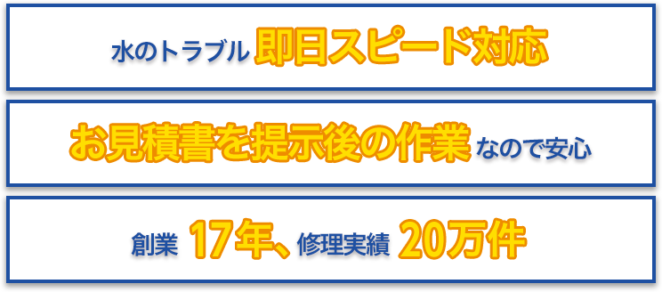 地元業者だからスピード対応　お見積書を提示後の作業なので安心　修理後は無料保証します